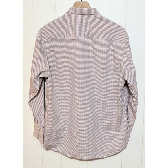 Alfani Dress Shirt Mens L 16 32-33 Pink Fitted Performance Check Button Down - Picture 2 of 7